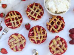 Mini strawberry pies with lattice crust and fresh strawberries