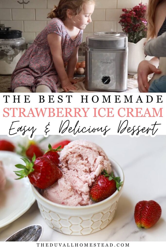 This homemade strawberry ice cream is a simple summer dessert made with fresh strawberries, heavy cream, whole milk, vanilla, and a little sea salt. Churned in an ice cream maker, it turns into creamy strawberry ice cream with plenty of real strawberry flavor. Save this easy strawberry ice cream recipe for strawberry season!