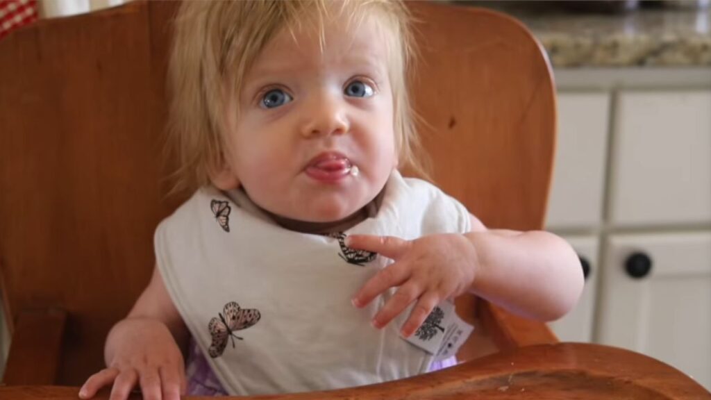 Baby wearing a butterfly bib