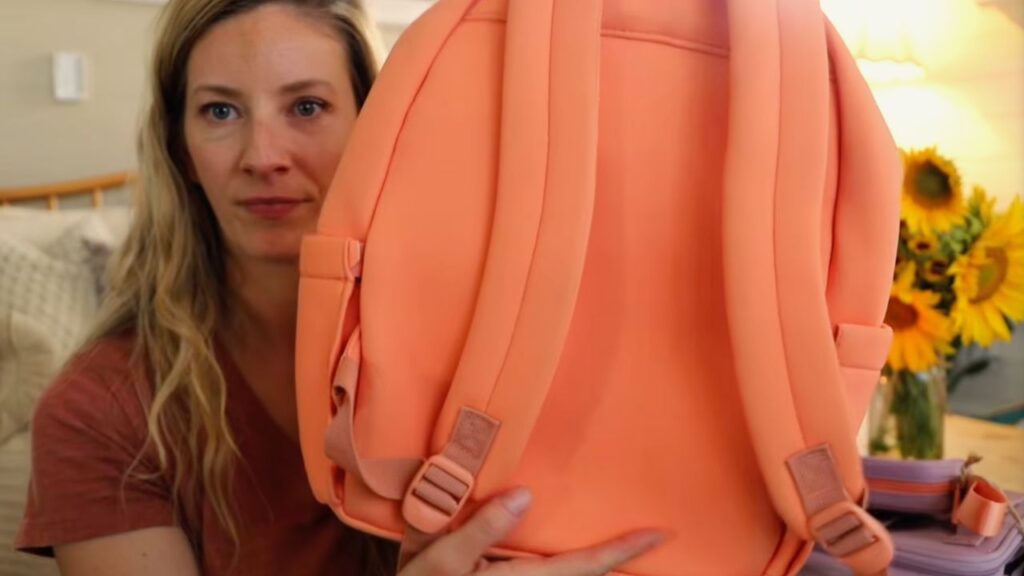 Orange pink Parker Kids backpack with adjustable straps