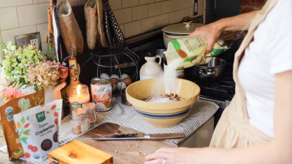 Ingredients being combined to make pumpkin spice granola